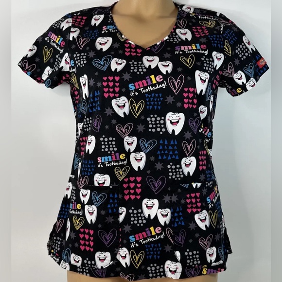 EUC Dickies V-Neck 2 Scrub Top - Picture 1 of 4